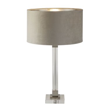 Searchlight Scarborough - lampe à poser - Ø 38 x 67 cm - nickel satiné, argent et taupe