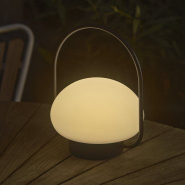 Nordlux Sponge - lampe de table d'extérieur - rechargeable par câble USB - Ø 22,5 x 27,7 cm - fonction Moodmaker à 3 niveaux - LED 4,8W inclus - IP65 - blanc et noir