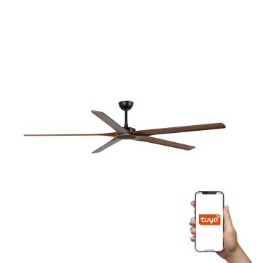 Faro Bigwood 20 XL SMART - ventilateur de plafond - Ø 200 cm - noir mat et noyer foncé