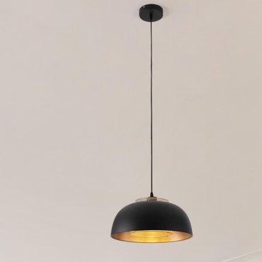 Nova Luce Sqube - lampe suspendue - Ø 35 x 130 cm - noir sablé et or
