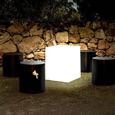 New Garden Cuby 53 - lampe de table extérieure avec câble - 43 x 43 x 53 cm - 7W LED inclus - IP65 - blanc