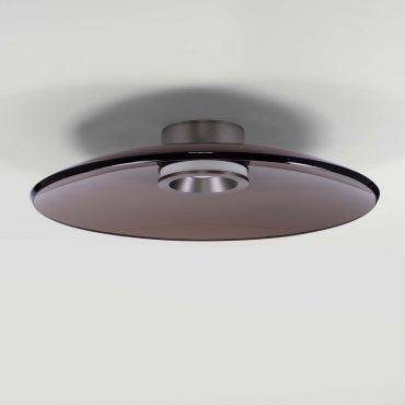 Nova Luce Esti - plafonnier - Ø 50 x 10,6 cm - 33W dimmable LED inclus - nickel brossé et verre brun foncé