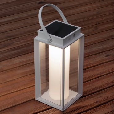 Nova Luce Verhal - lampe de table portable à énergie solaire avec port USB - 16 x 47,5 x 16 cm - 2W dimmable LED inclus -  IP54 - blanc sablé