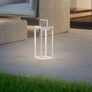 Nova Luce Tegolo - lampe de table portable à énergie solaire avec port USB - 15,1 x 39,2 x 16,6 cm - 2W LED inclus -  IP54 - blanc sablé