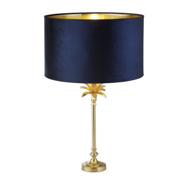 Searchlight Palm - lampe à poser - Ø 40 x 65 cm - laiton satiné et bleu