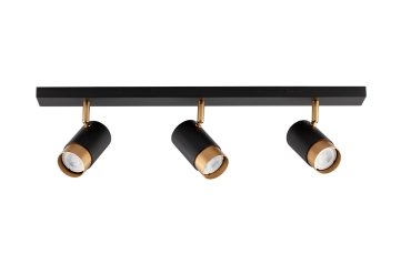 Nova Luce Pogno - spot en saillie 3L - 60 x 6 x 12,5 cm - noir sable et or