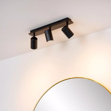 Lucide Lennert - spot en saillie 3L - 40 x 7 x 12,5 cm - 3 x 5W LED dimmable inclus - IP44 - noir