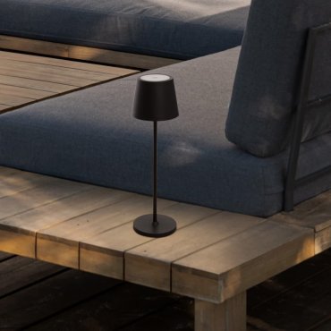 Nova Luce Seina - lampe de table rechargeable - Ø 11,4 x 39,5 cm - 2W dimmable LED inclus - IP54 - noir sablé