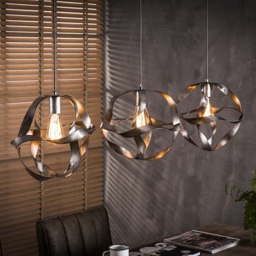 MODÈLE D’EXPOSITION - Vico Twist - lampe suspendue 3L - 120 x 30 x 110 cm - vieil argent