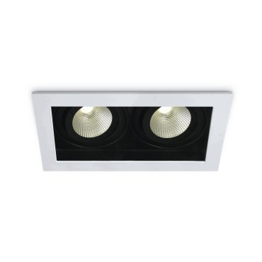 ONE Light COB Shop &amp; Hotel - spot à encastrer - 195 x 100 mm, 175 x 90 mm encastré - 2 x 12W LED dimmable inclus - blanc - couleur de lumière blanc chaud
