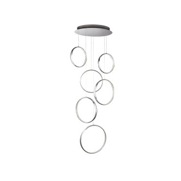 Searchlight Rings - lampe suspendue - Ø 46 x 180 cm - 56W LED inclus - chrome