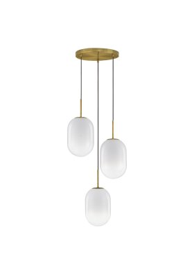 Nova Luce Chrysi - lampe suspendue - Ø 43 x 120 cm - laiton doré et blanc