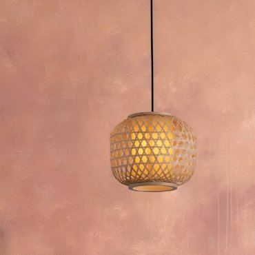 Nova Luce Asma - lampe suspendue - Ø 25 x 150 cm - rotin et noir sablé
