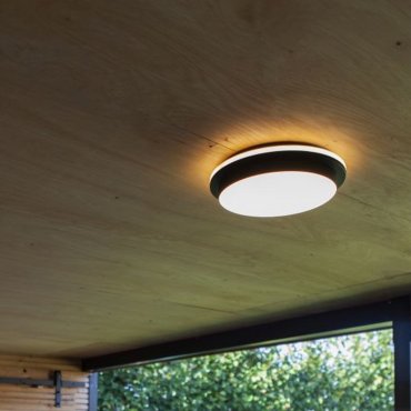 Lutec Goleta - plafonnier d'extérieur - Ø 30 x 6,3 cm - 24,3W LED dimmable inclus - 3000K à 5000K - IP54 - noir mat