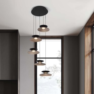 Nova Luce Morfi - lampe suspendue - Ø 42 x 161 cm - 25W dimmable LED inclus - noir sablé et or