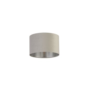 Searchlight Drum Shade - abat-jour - Ø 28 x 18 cm - gris clair et argent brossé