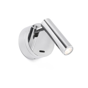 Faro Boc - applique murale avec interrupteur - 8,5 x 11 x 17 cm - 3W LED inclus - chrome brillant