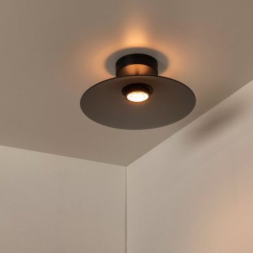 Lucide Menga - plafonnier - Ø 40 x 16 cm - 12W LED dimmable inclus - fumé