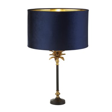 Searchlight Palm - lampe à poser - Ø 40 x 65 cm - laiton antique, noir, or et marine