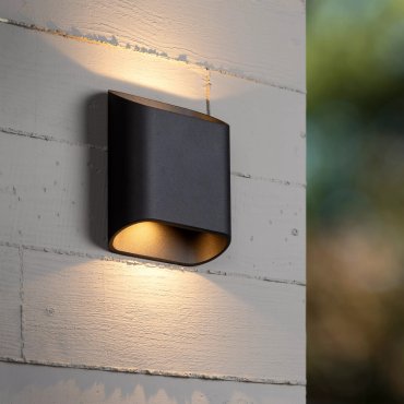 Lucide Atila - applique murale extérieure - 16 x 6,4 x 18 cm - 2 x 5W LED dimmable inclus - IP65 - noir