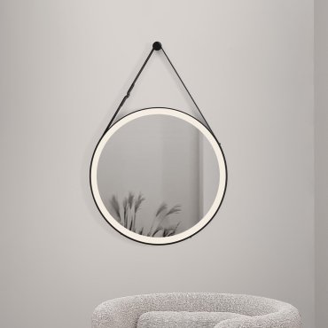 Nova Luce Rems - miroir avec éclairage - Ø 64 x 85 x 4 cm - 29W LED inclus - IP44 - noir sablé