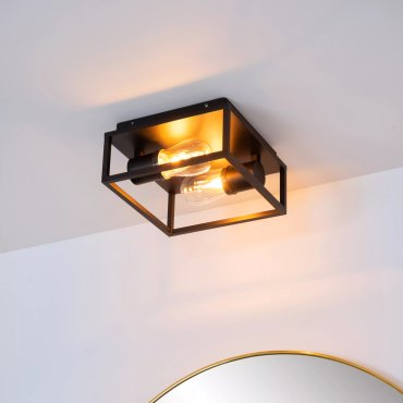 Lucide Carlyn - plafonnier - 25 x 25 x 12,6 cm - IP54 - noir