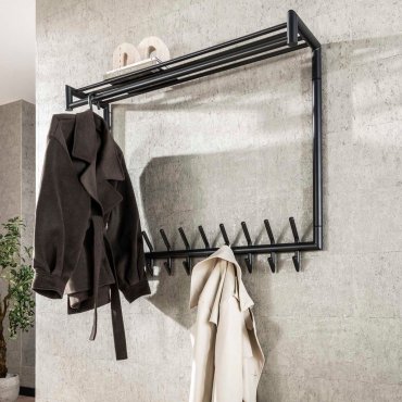 Vico Tubo - porte-manteau avec étagère murale - 100 x 27 x 80 cm - gris foncé mat