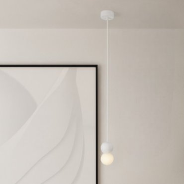 Nova Luce Zero - lampe suspendue - Ø 8 x 115 cm - blanc sablé