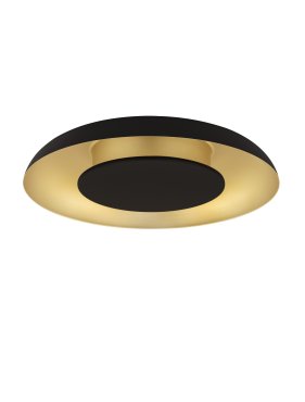 Nova Luce Epos - plafonnier - Ø 40 x 6 cm - 24W dimmable LED inclus - noir sablé et or brossé