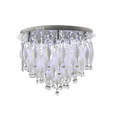 Searchlight Spindle - plafonnier avec télécommande - Ø 55 x 43 cm - 3W LED incl. - chrome et transparent