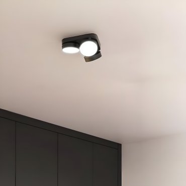 Lutec Stanos - spot en saillie 2L - éclairage intelligent - Lutec Connect - 22 x 10 x 5,5 cm - 13,6W LED inclus - fonction de gradation via app - 2700K-6500K - noir