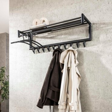 Vico Tubo - porte-manteau avec étagère murale - 100 x 27 x 30 cm - gris foncé mat