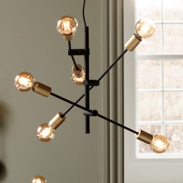 Nordlux Josefine - lampe suspendue - Ø 55 x 79 cm - noir mat et laiton