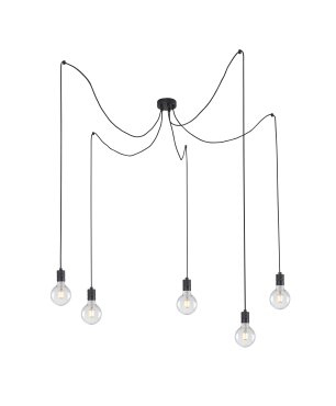 Artdelight Spin – suspension 5 lumières – Ø 4,7 x 7,5 cm – noir