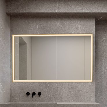 Nova Luce Ambor - miroir avec éclairage - 70 x 120 x 5,5 cm - 49W LED inclus - IP44 - Or anodisé