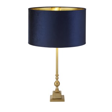 Searchlight Whitby - lampe à poser - Ø 40 x 67 cm - laiton antique, or et bleu marine