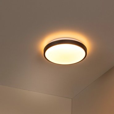 Lucide Dasher - plafonnier - Ø 29,3 x 8,5 cm - 12W LED inclus - IP44 - noir
