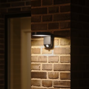 Nordlux Rica Round Solar - applique murale extérieure à énergie solaire - Ø 15 x 12  x 18,2 cm - 5W LED inclus - IP44 - noir