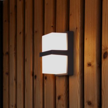 Lutec Stela - applique murale extérieure - 9,5 x 19 x 11,2 cm - 14W LED inclus - IP54 - gris foncé
