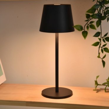 Lutec Roble - lampe de table d'extérieur rechargeable - Ø 11 x 28 cm - 1,1W LED inclus - IP54 - noir