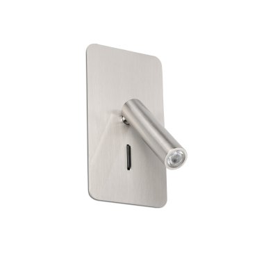 Faro Suau - éclairage mural encastré avec interrupteur - 9,5 x 17 cm - LED 3W incl. - nickel satiné
