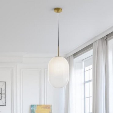 Nova Luce Chrysi - lampe suspendue - Ø 24 x 120 cm - laiton doré et blanc