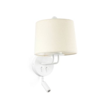 Faro Montreal - applique murale avec interrupteur - 21,5 x 19 x 39 cm - 3W LED inclus - blanc et beige