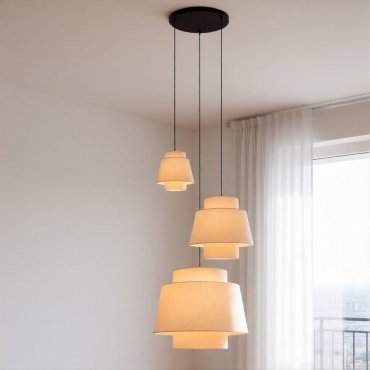 Lucide Tribute 3L - lampe suspendue - Ø 76 x 350 cm - beige
