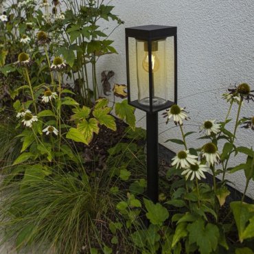 Lutec Flair - poteau de jardin solaire - 12 x 12 x 76 cm - 2W LED inclus - IP44 - noir
