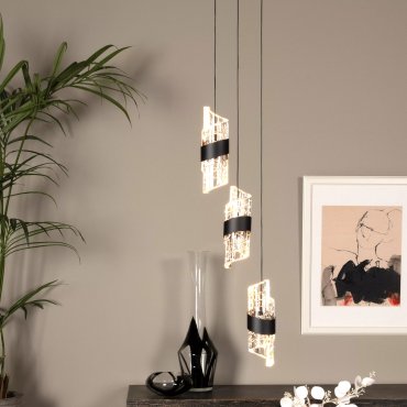 Lucide Kligande - lampe suspendue - Ø 25 x 150 cm - 3 x 8W LED inclus - noir