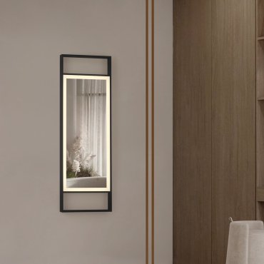 Nova Luce Doul - miroir avec éclairage - 40 x 120 x 5 cm - 37W LED inclus - IP44 - noir anodisé