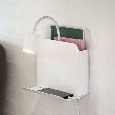 Nordlux Roomi - lampe murale avec interrupteur et double port USB - 16,5 x 24,8 x 28,2 cm - blanc