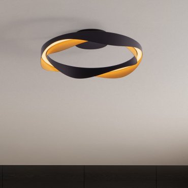 Nova Luce Radon - plafonnier - Ø 45 x 13 cm - 40W dimmable LED inclus - noir mat et or