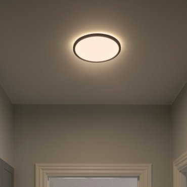 Nordlux Oja - plafonnier - Ø 29,4 x 2,3 cm - 15W LED inclus (3000K/4000K) - noir